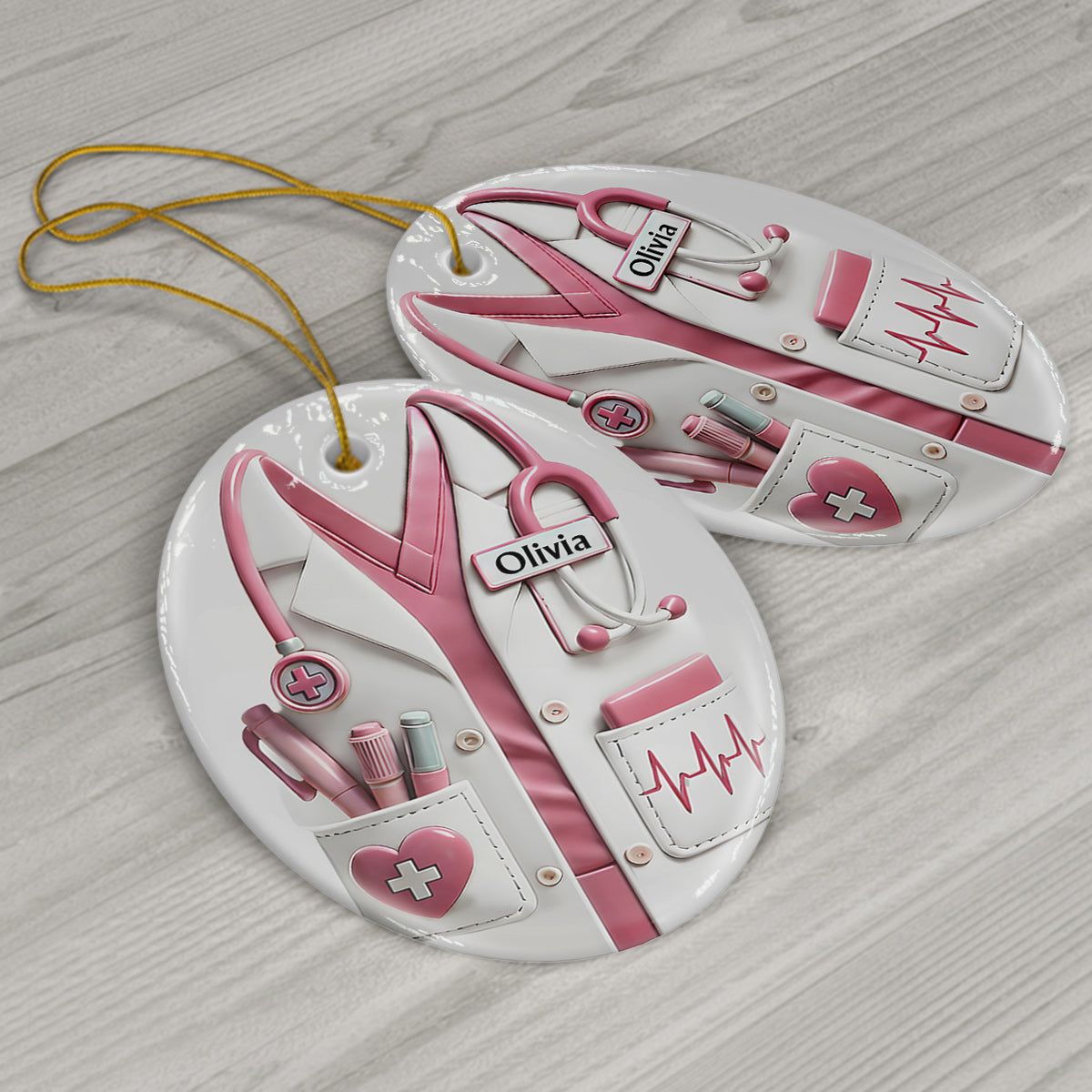 Christmas Gift For Medical Staff/ Doctor/ Nurse... - Personalized Nurse Ceramic Oval Ornament