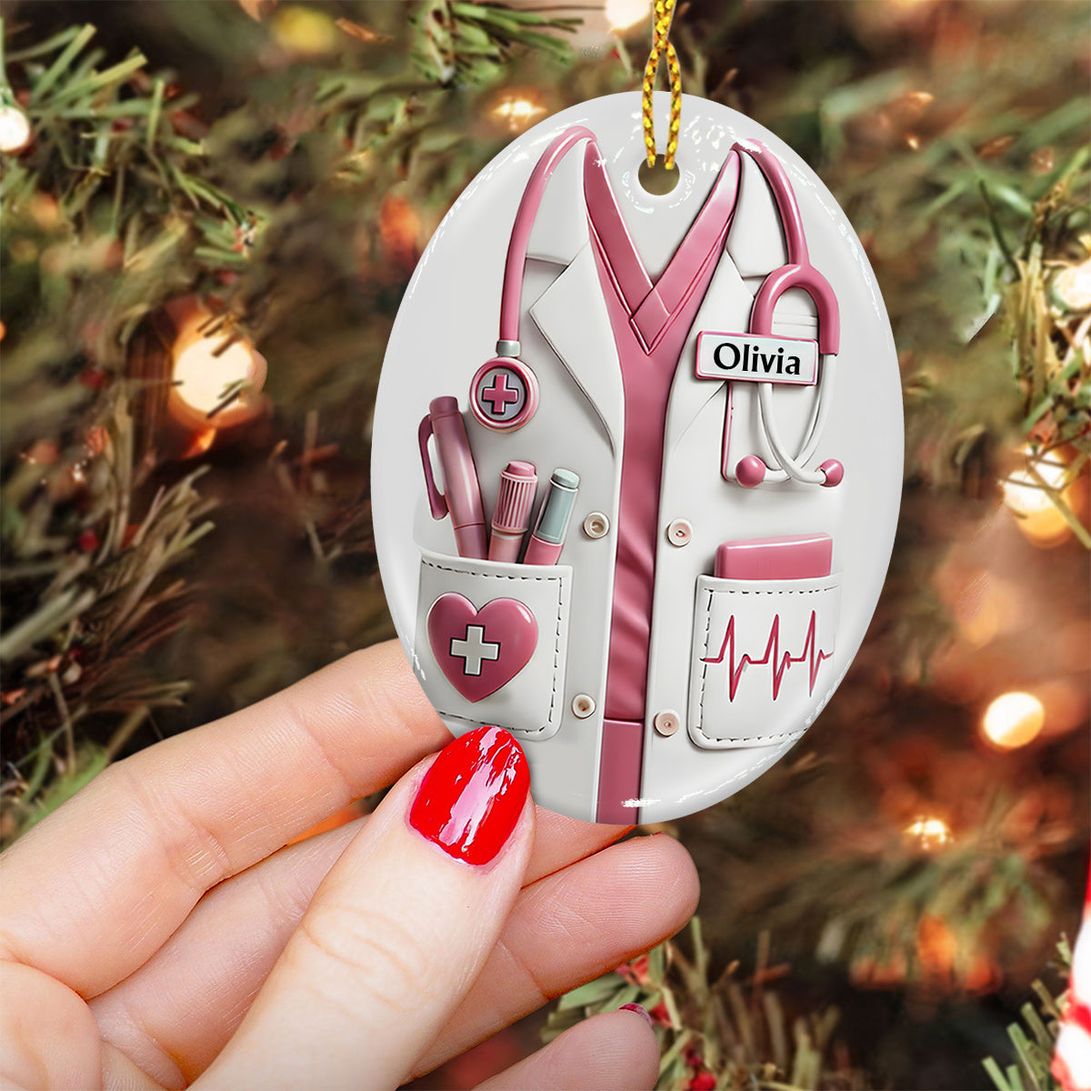 Christmas Gift For Medical Staff/ Doctor/ Nurse... - Personalized Nurse Ceramic Oval Ornament