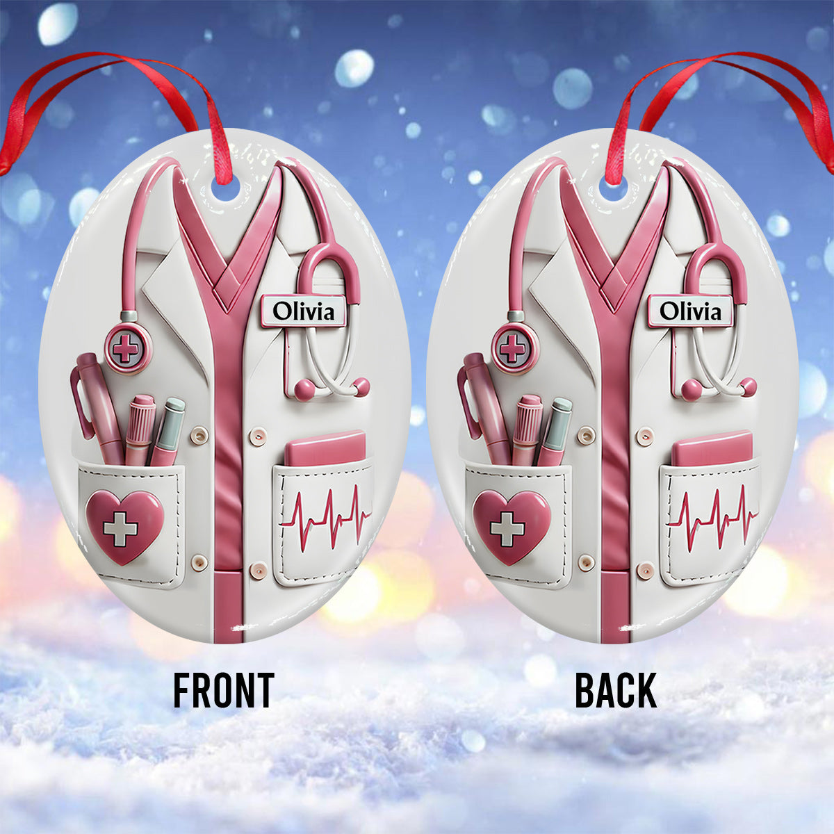 Christmas Gift For Medical Staff/ Doctor/ Nurse... - Personalized Nurse Ceramic Oval Ornament