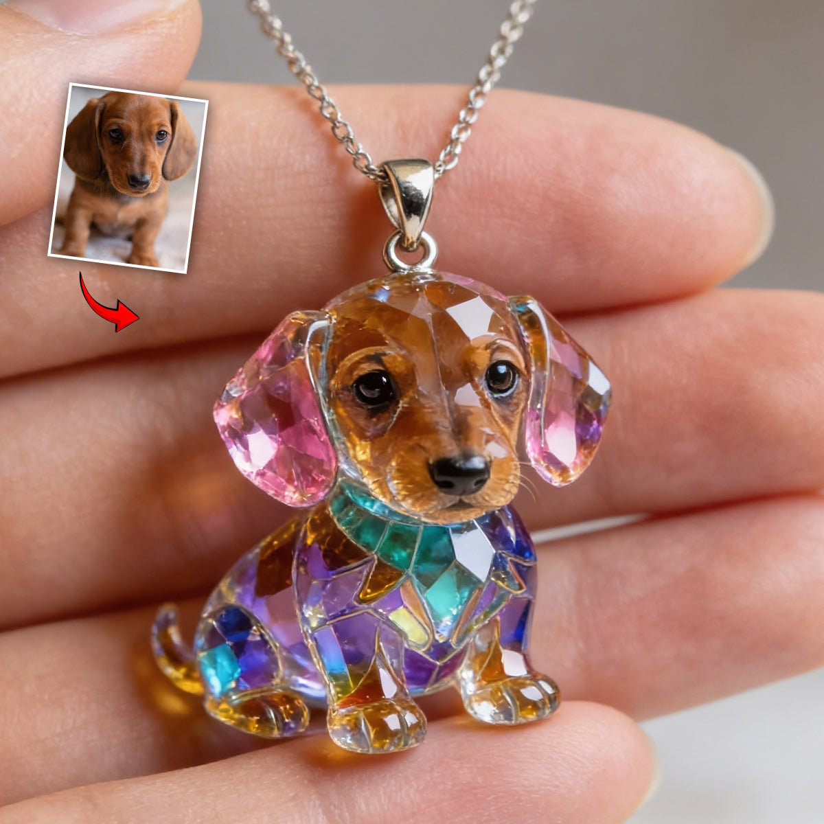 Personalisierter Hundekopf Acrylanhänger Halskette