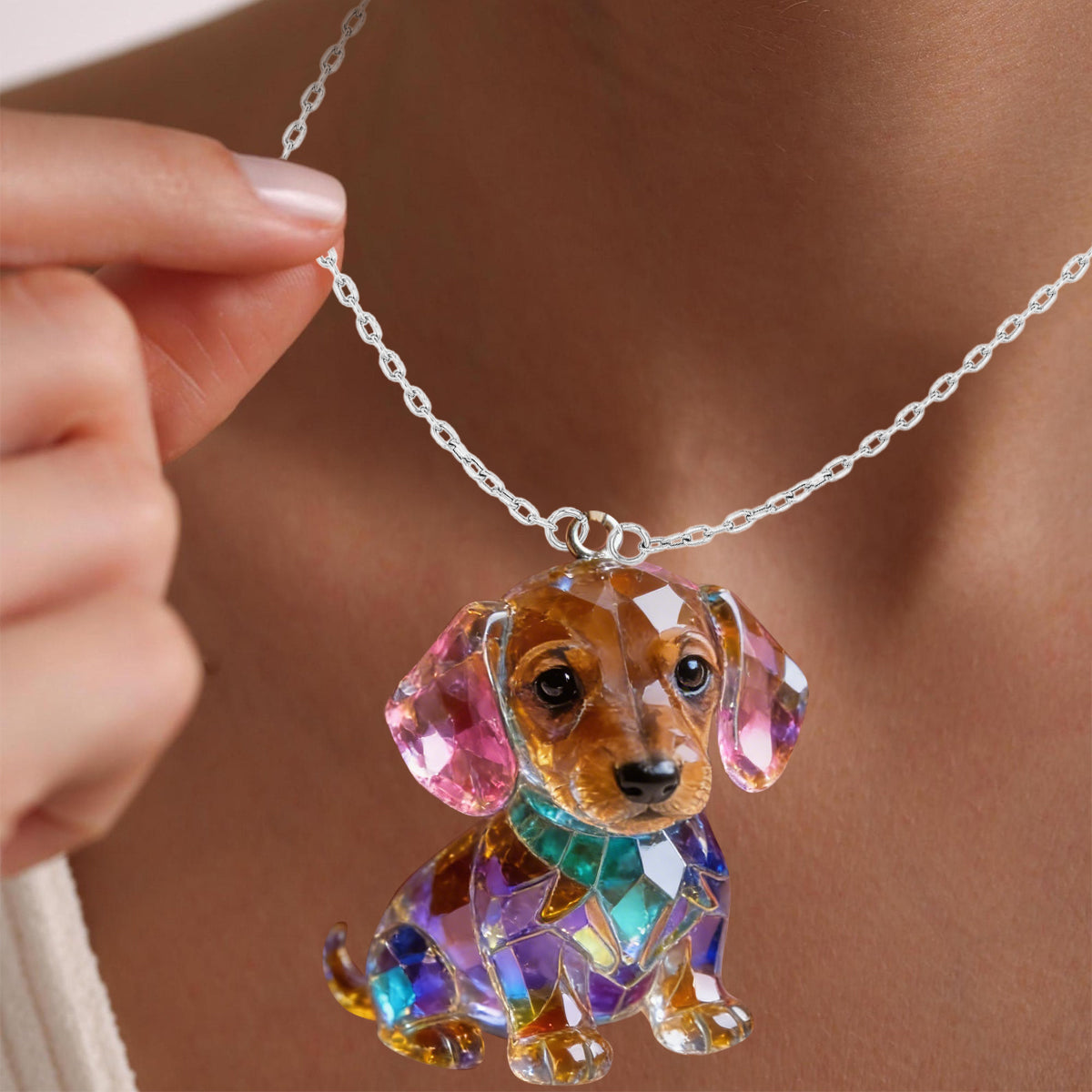Personalisierter Hundekopf Acrylanhänger Halskette
