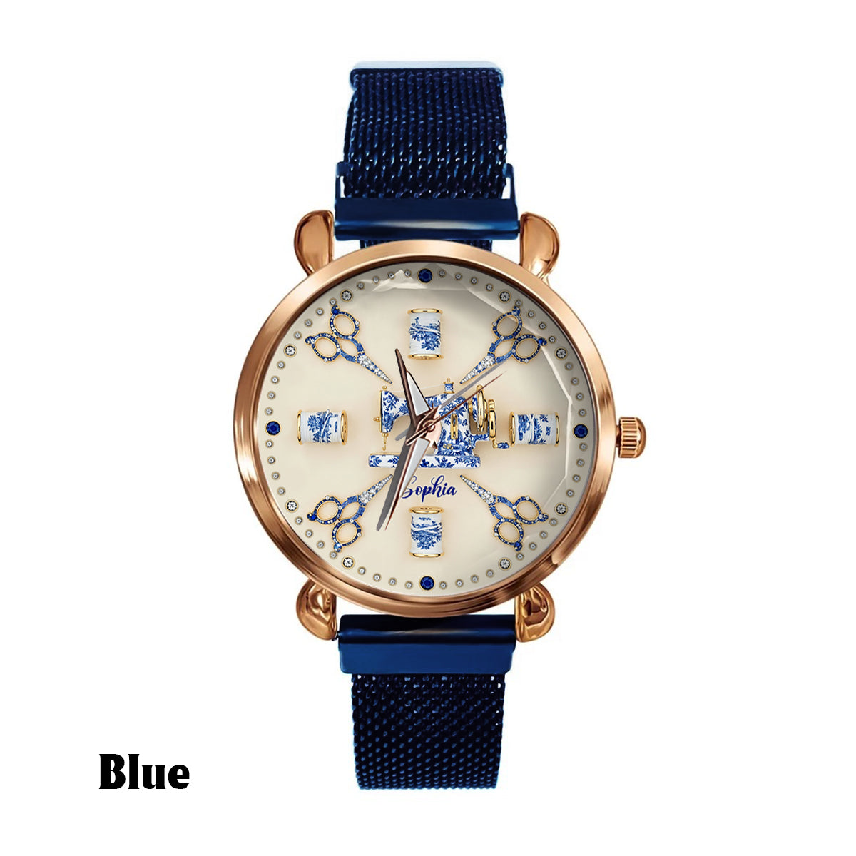 Nähen Toile de Jouy - Personalisierte Nähuhr für Damen 