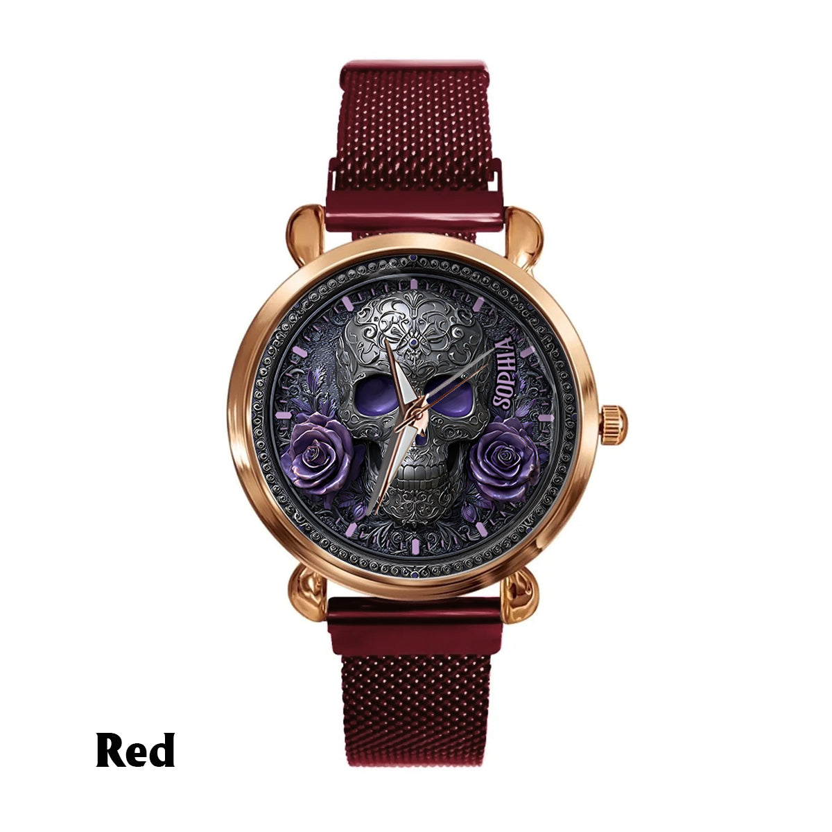 Skull And Roses - Personalized Skull Women Hand Watch