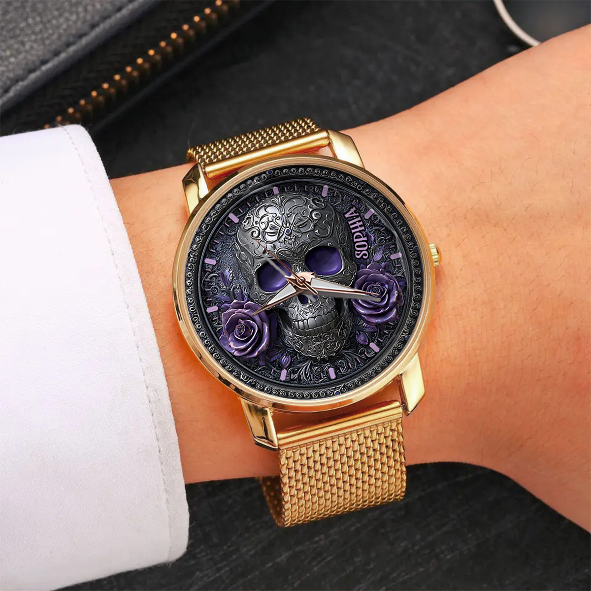Skull And Roses - Personalized Skull Women Hand Watch