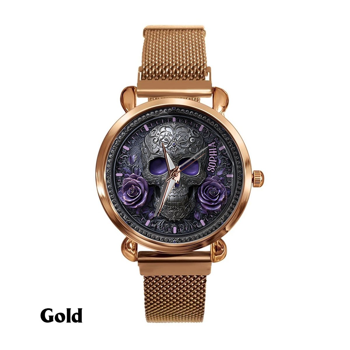 Skull And Roses - Personalized Skull Women Hand Watch