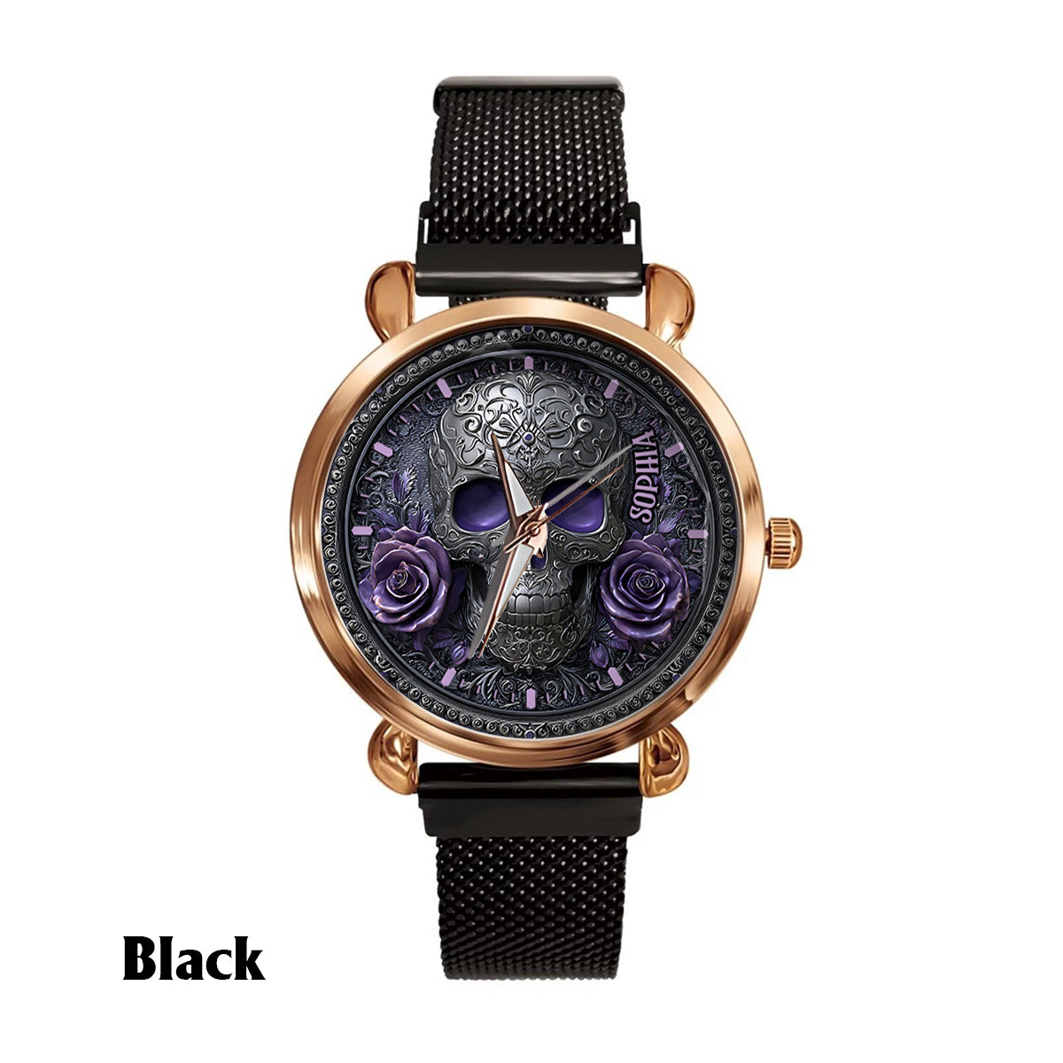 Skull And Roses - Personalized Skull Women Hand Watch