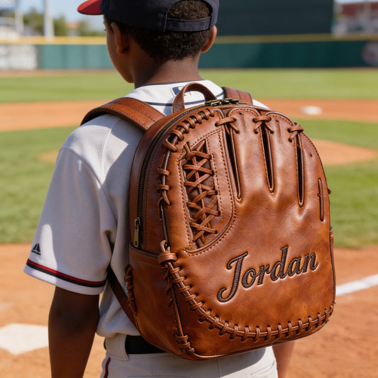 Gant de baseball en cuir - Sac à dos en cuir personnalisable avec patch interchangeable