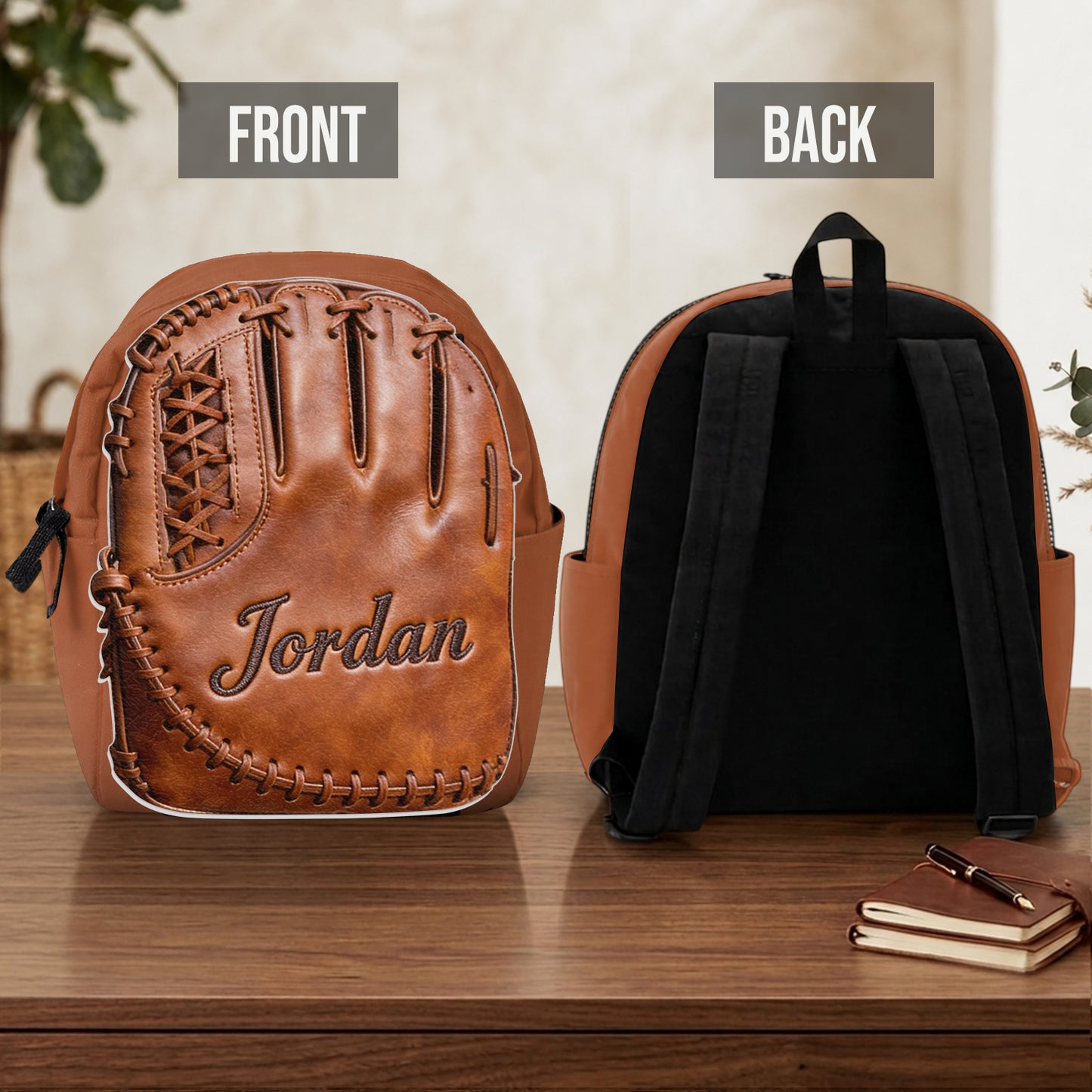 Gant de baseball en cuir - Sac à dos en cuir personnalisable avec patch interchangeable