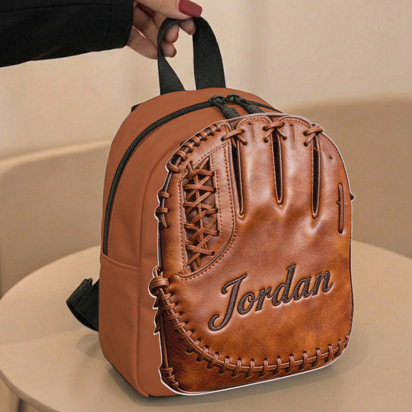 Gant de baseball en cuir - Sac à dos en cuir personnalisable avec patch interchangeable