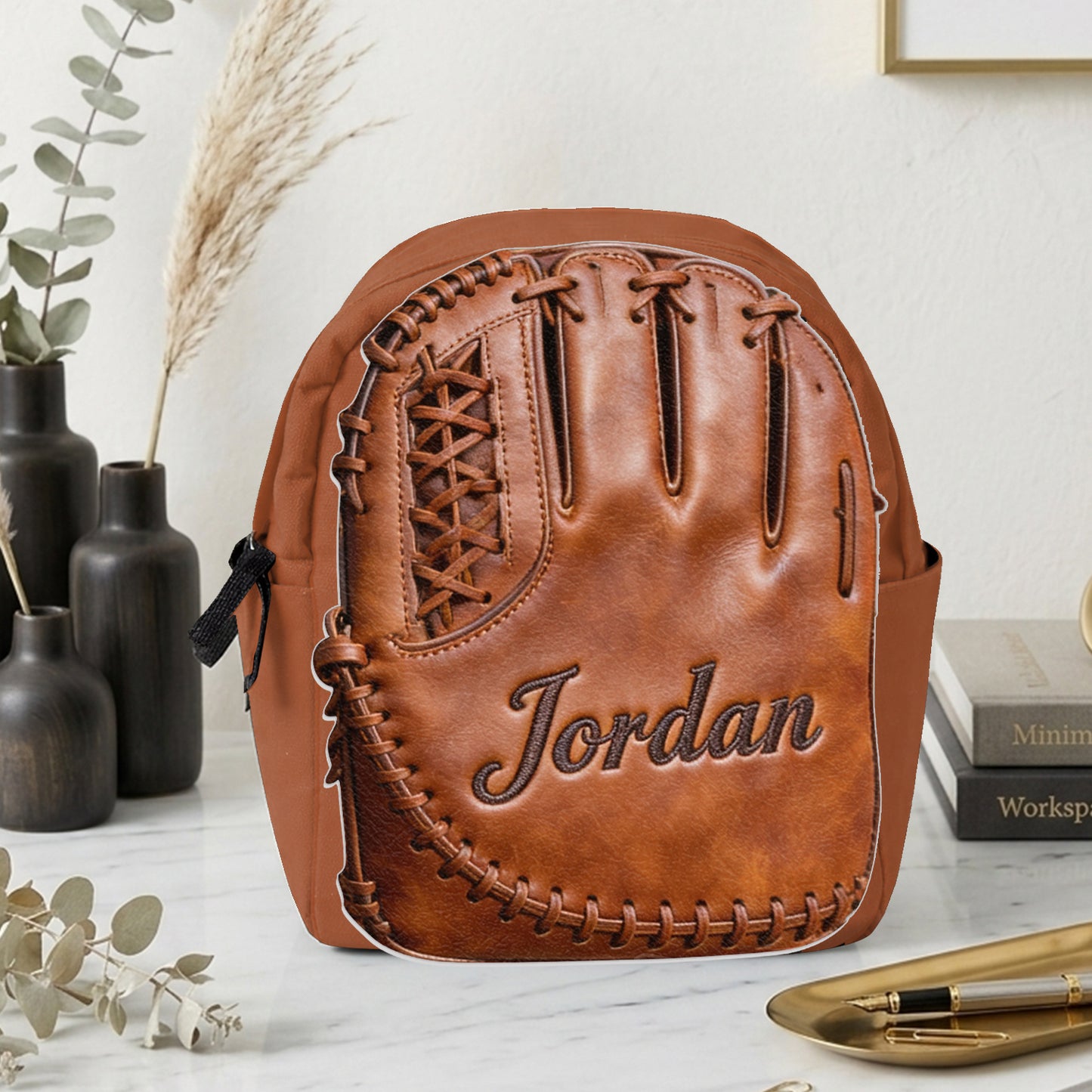 Gant de baseball en cuir - Sac à dos en cuir personnalisable avec patch interchangeable