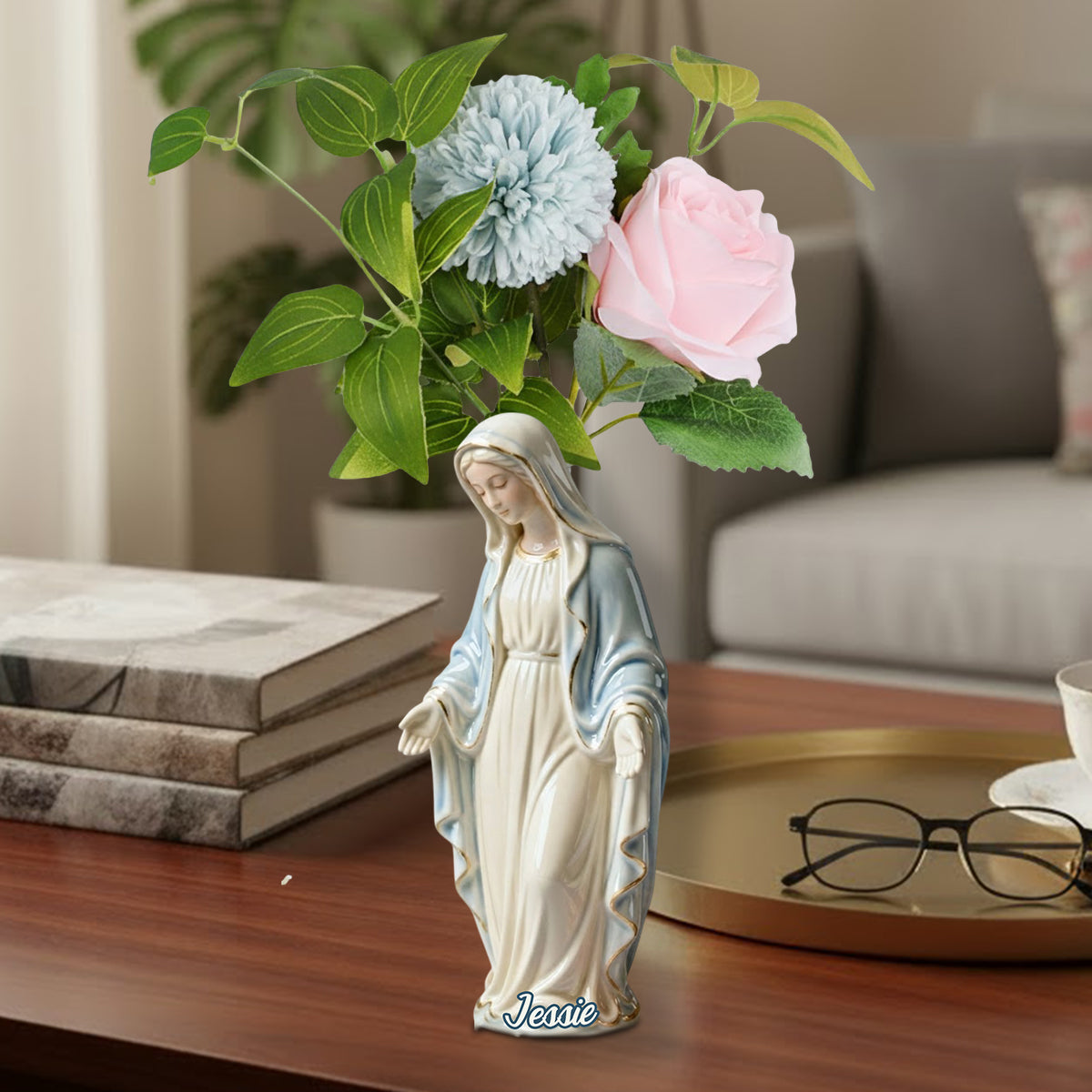 Notre-Dame - Vase à fleurs chrétien personnalisé en acrylique de forme personnalisée
