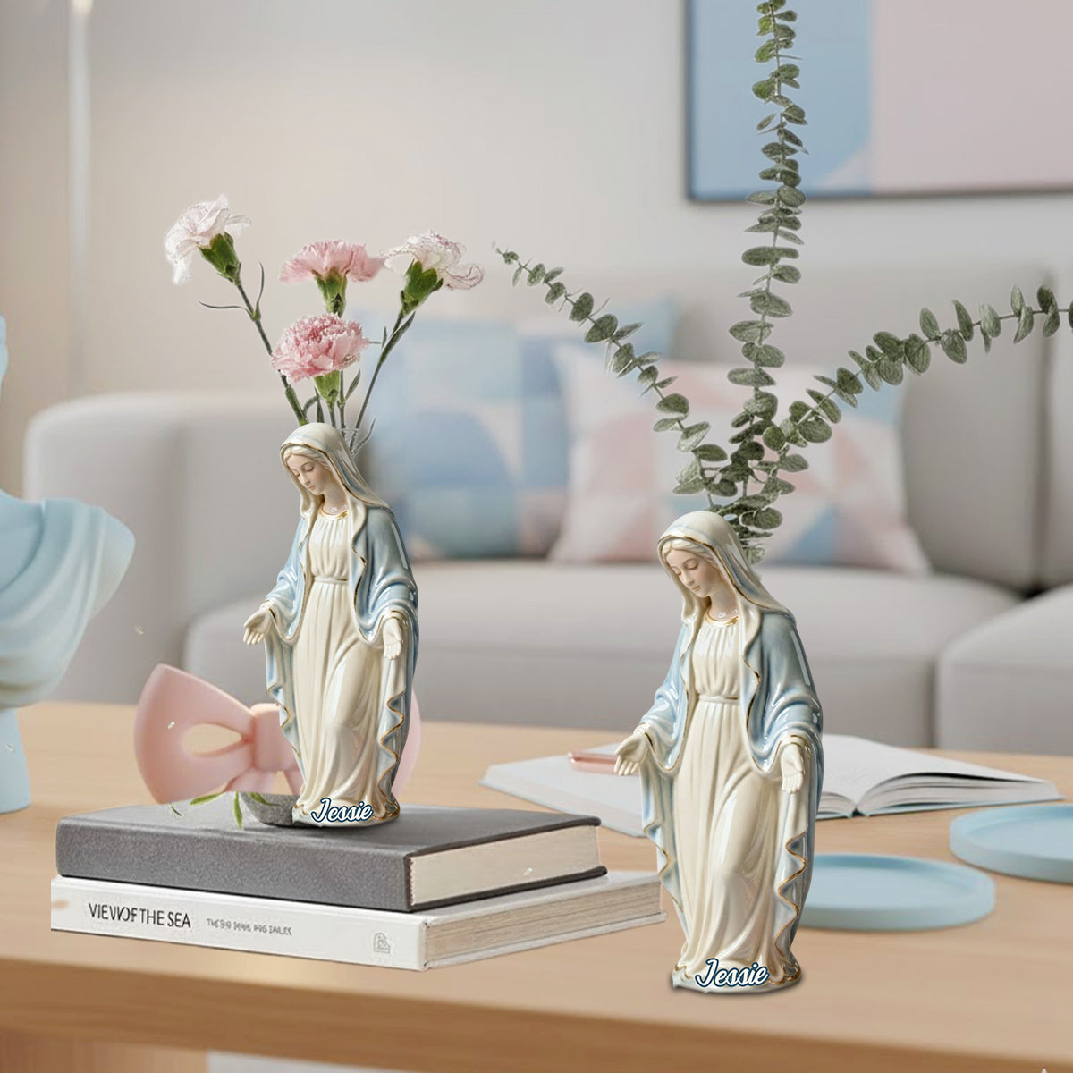 Notre-Dame - Vase à fleurs chrétien personnalisé en acrylique de forme personnalisée