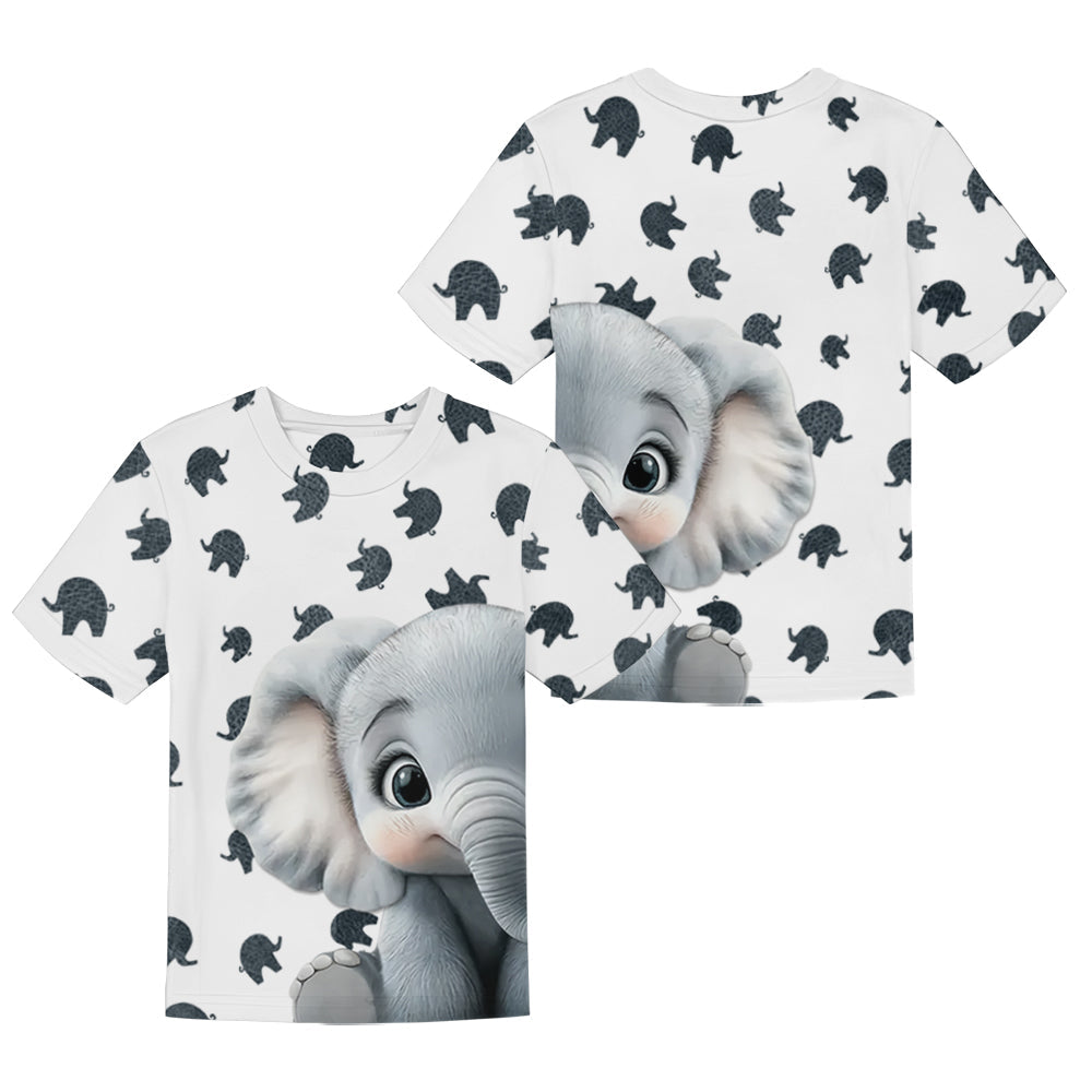 Cute Baby Elephant Clothing Set For Kid - Personalized Elephant Kid T-shirt & Shorts