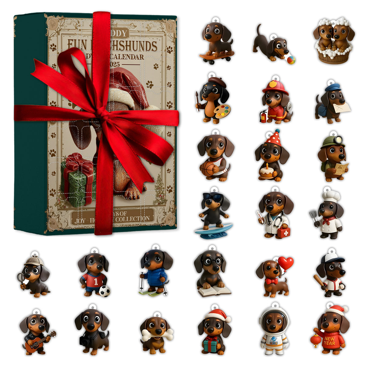 Love Dachshund - Personalized Dachshund Advent Calendar With Ornaments