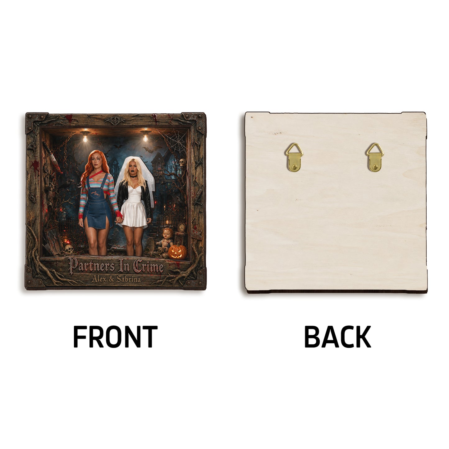 Partner in Crime - Personalisierte Beste Freundin Holz-Licht Schattenbox
