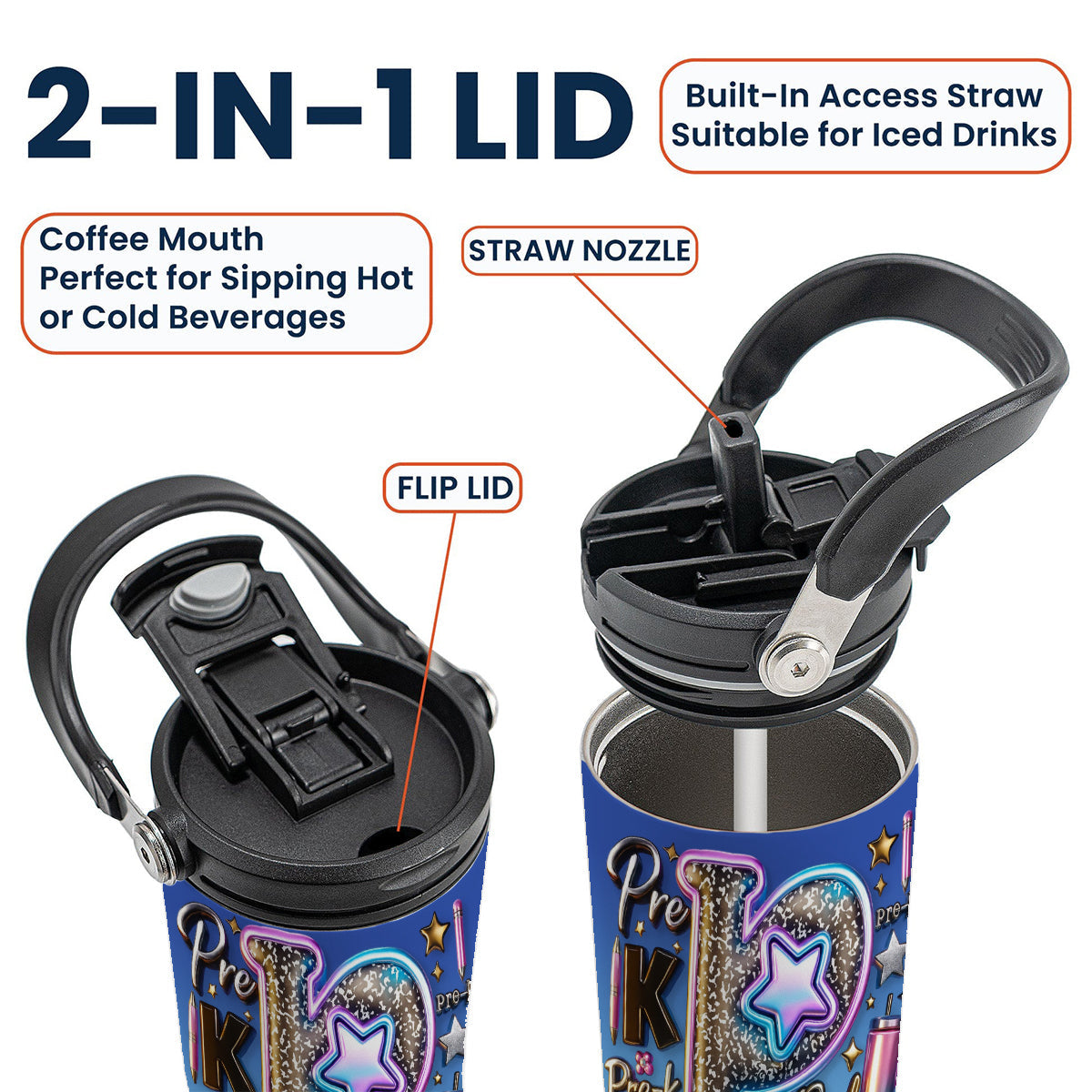 Gobelet isotherme personnalisé pour enseignants, idéal pour la rentrée scolaire - Gobelet avec poignée ergonomique