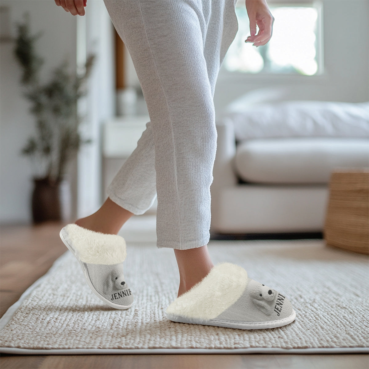 Furry Friends - Personalized Dog Slippers With Fur Lining