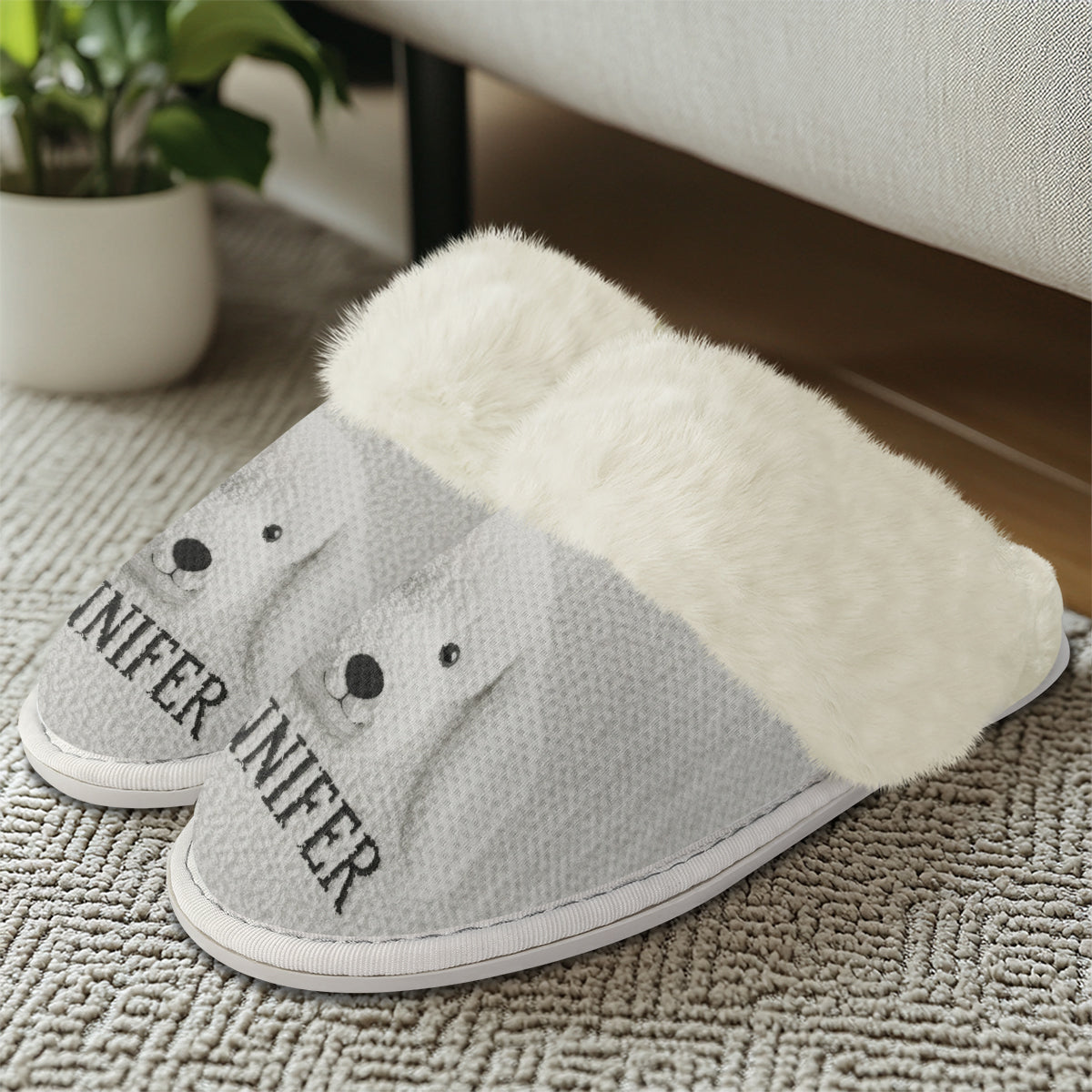 Furry Friends - Personalized Dog Slippers With Fur Lining