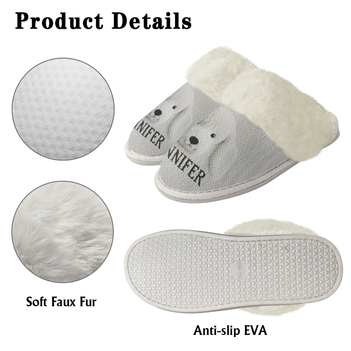 Furry Friends - Personalized Dog Slippers With Fur Lining