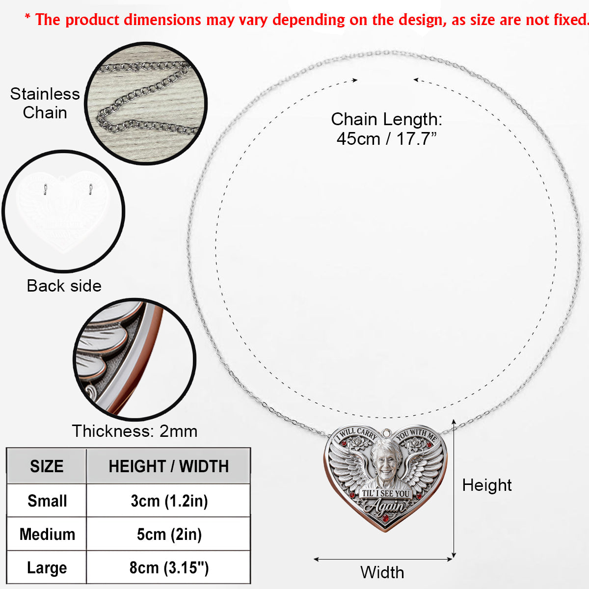 Erinnerungsgeschenk, Bis wir uns wiedersehen – Personalisierte Gedenk-Halskette mit Anhänger aus Metall