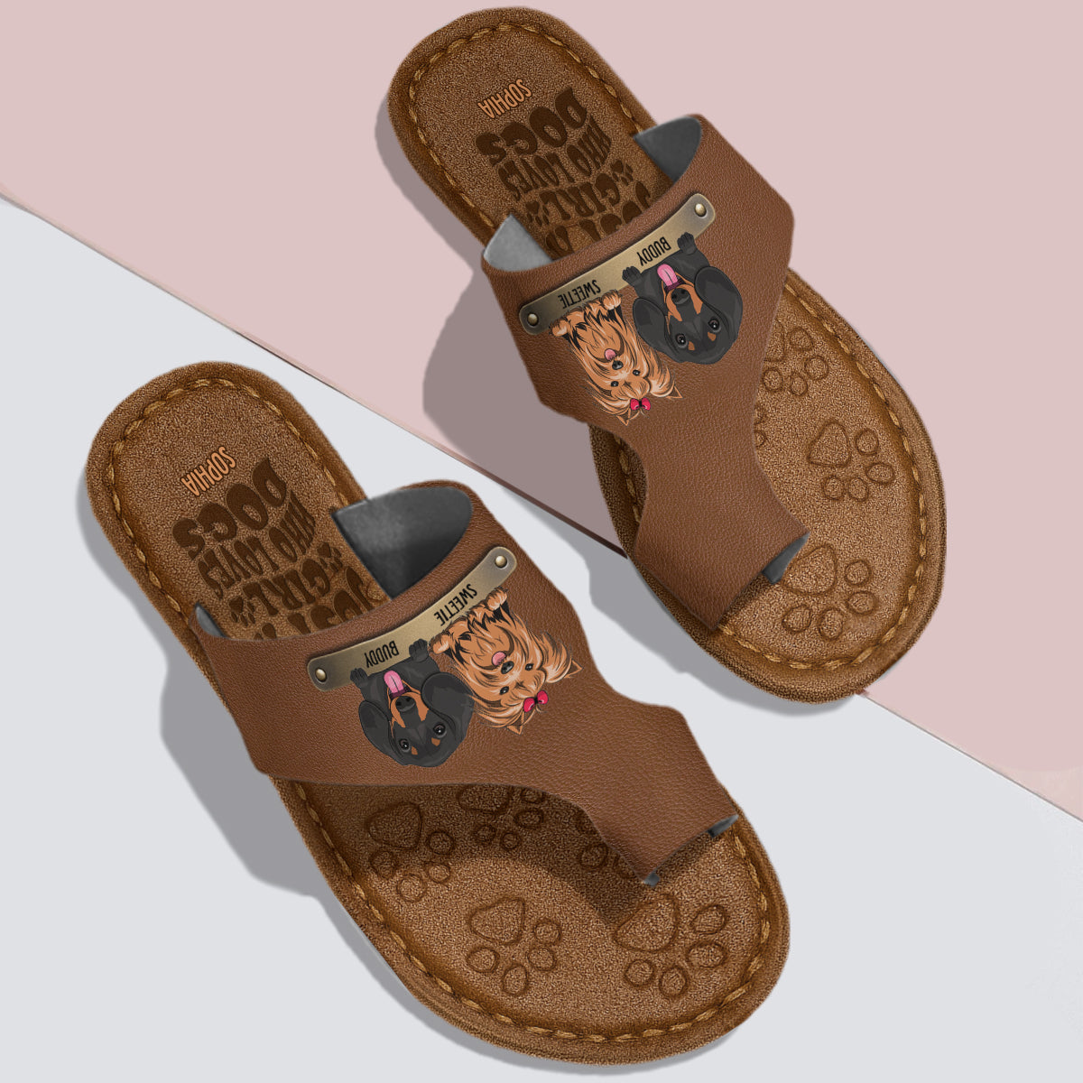Einfach ein Mädchen, das Hunde liebt – personalisierte Hunde-Sandalen mit offener Zehenpartie