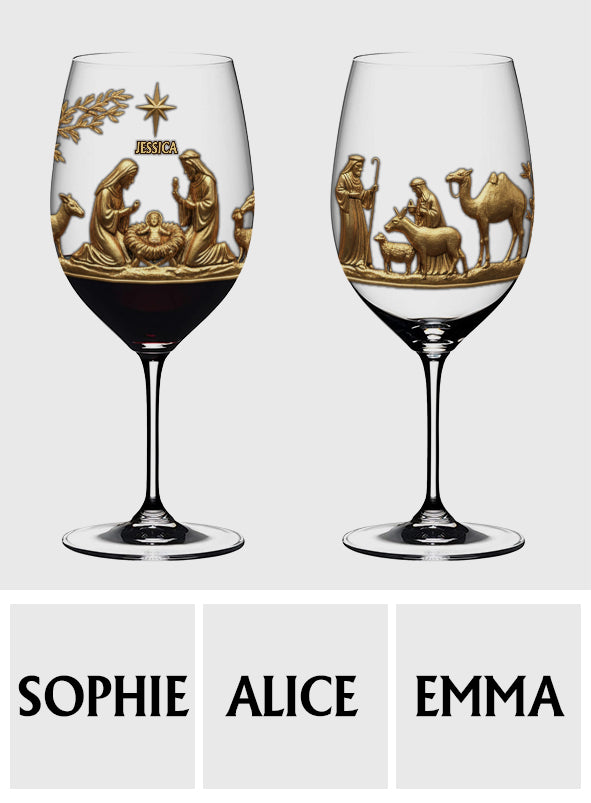 The Holy Night - Personalized Christian Wine Glass With Long Stem