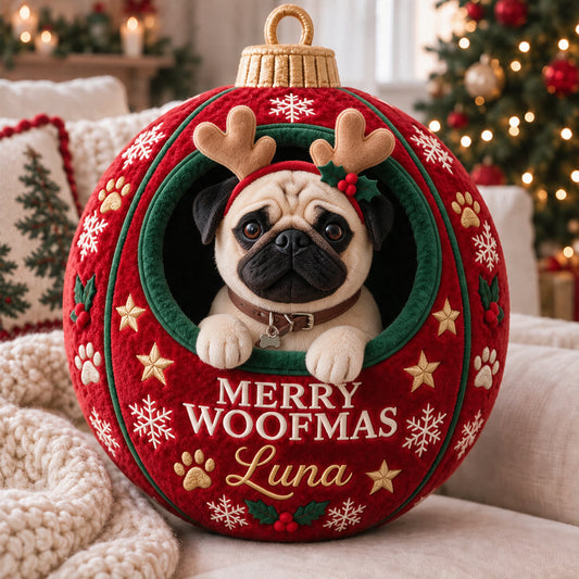 Christmas Pet Ornament Funny Gift - Personalized Dog Premium Faux Fur Pillow