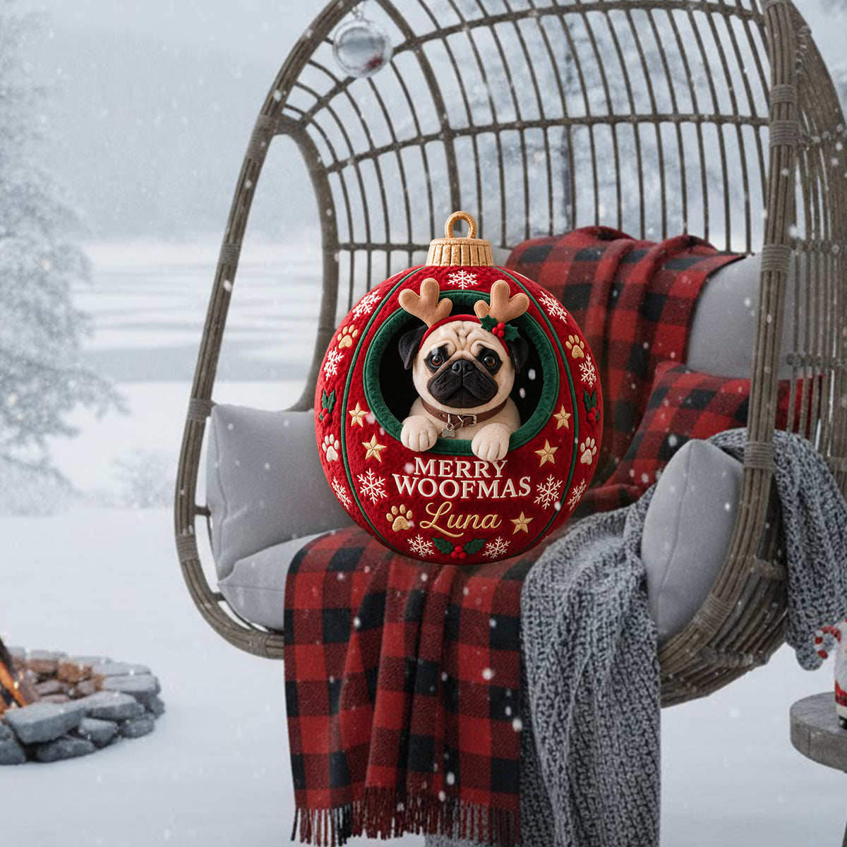 Weihnachts-Haustierornament Lustiges Geschenk - Personalisierbares Hundekissen aus Premium-Faux-Fur