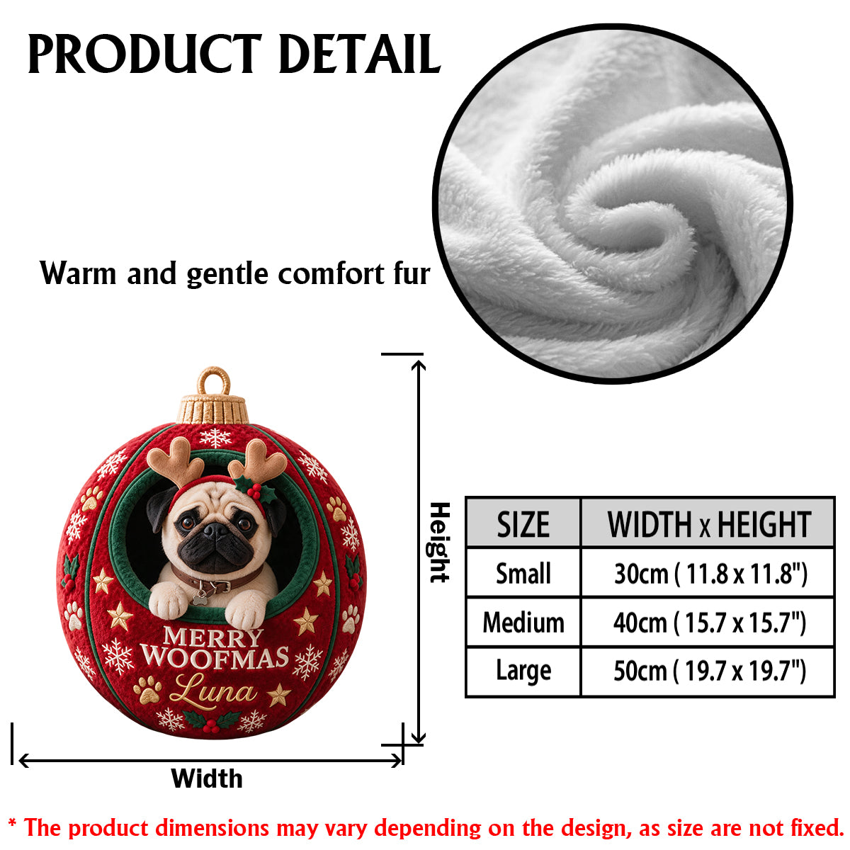 Weihnachts-Haustierornament Lustiges Geschenk - Personalisierbares Hundekissen aus Premium-Faux-Fur