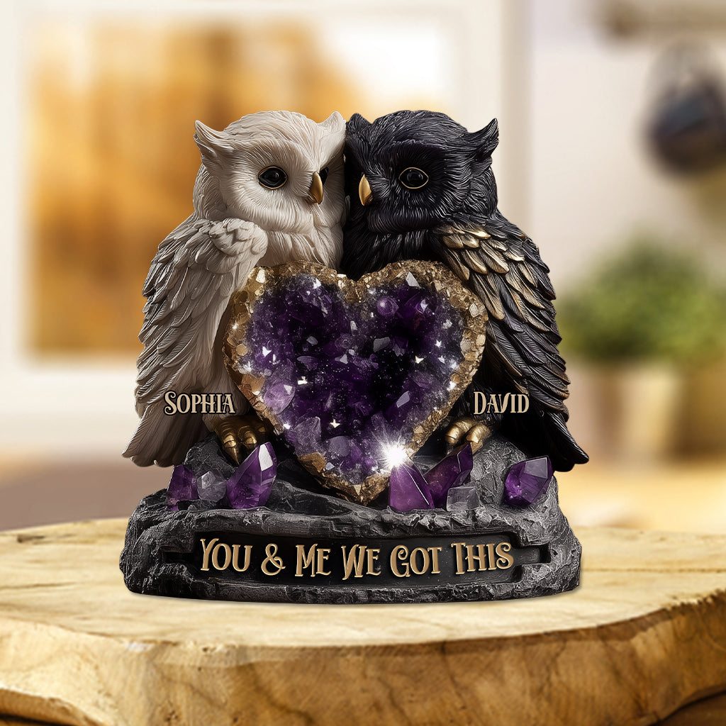 Amethyst Style Owl Couple - Personalized Couple Custom Shaped Acrylic Plaque