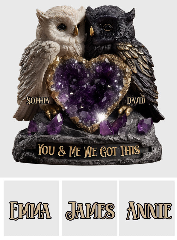 Amethyst Style Owl Couple - Personalized Couple Custom Shaped Acrylic Plaque