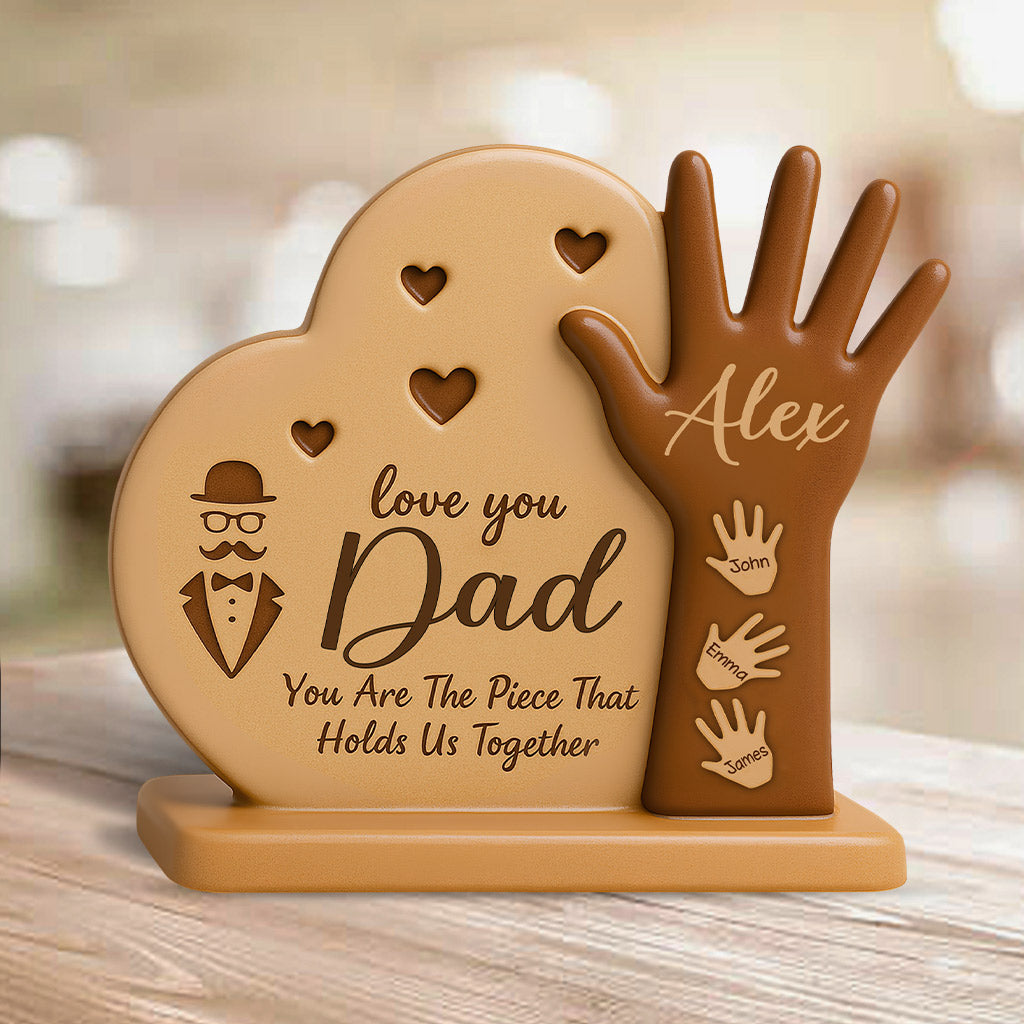 Dad Heart Kid's Hand - Personalized Father Custom Shaped Acrylic Plaque