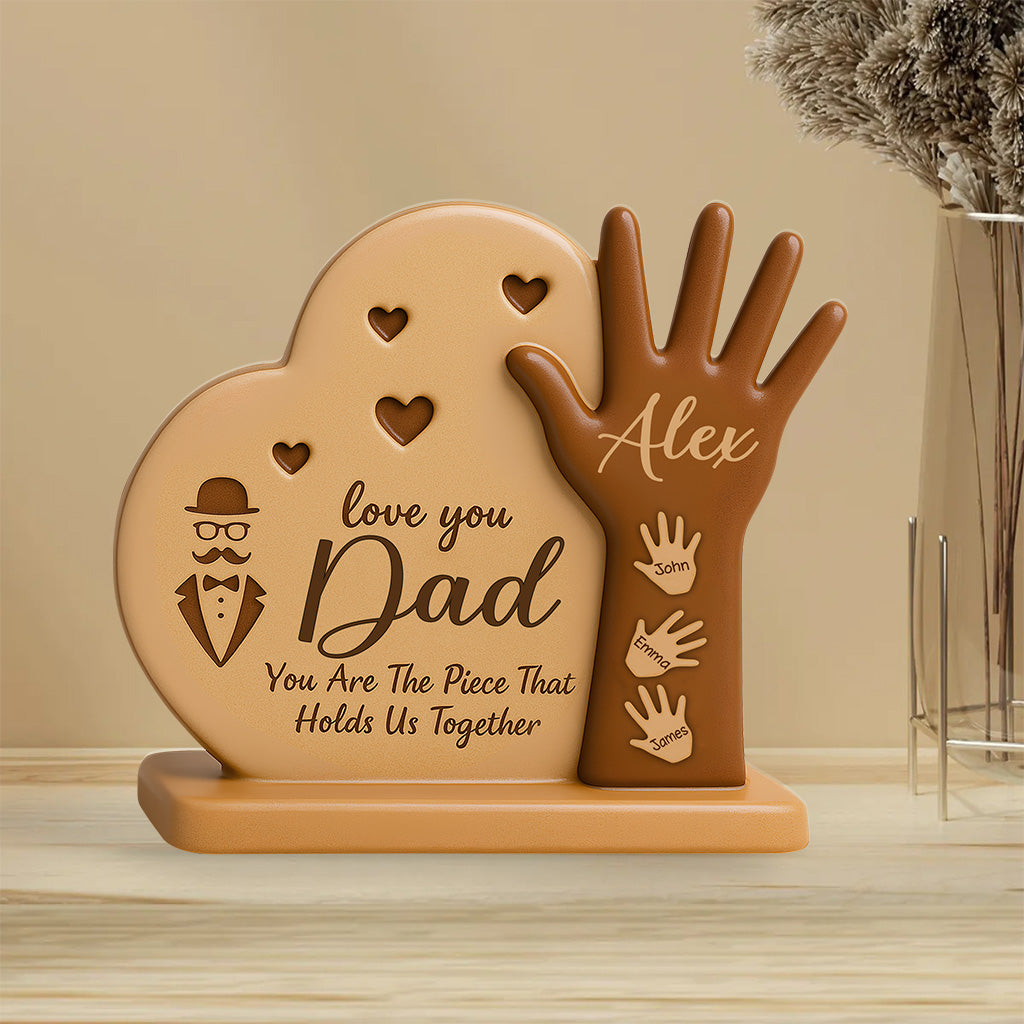 Dad Heart Kid's Hand - Personalized Father Custom Shaped Acrylic Plaque