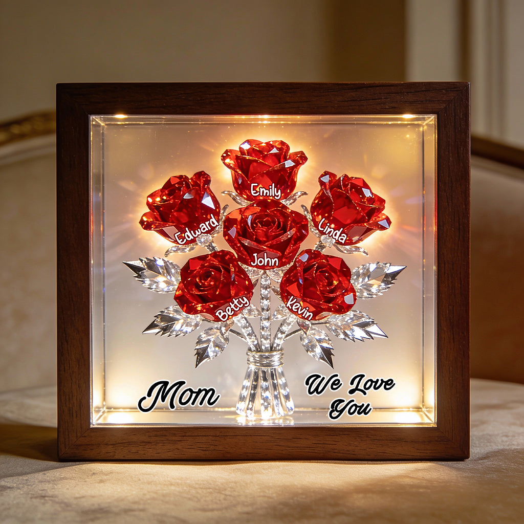 Muttertagsgeschenk für Mama und Oma – Personalisierter LED-Lichterrahmen aus Holz für Mama