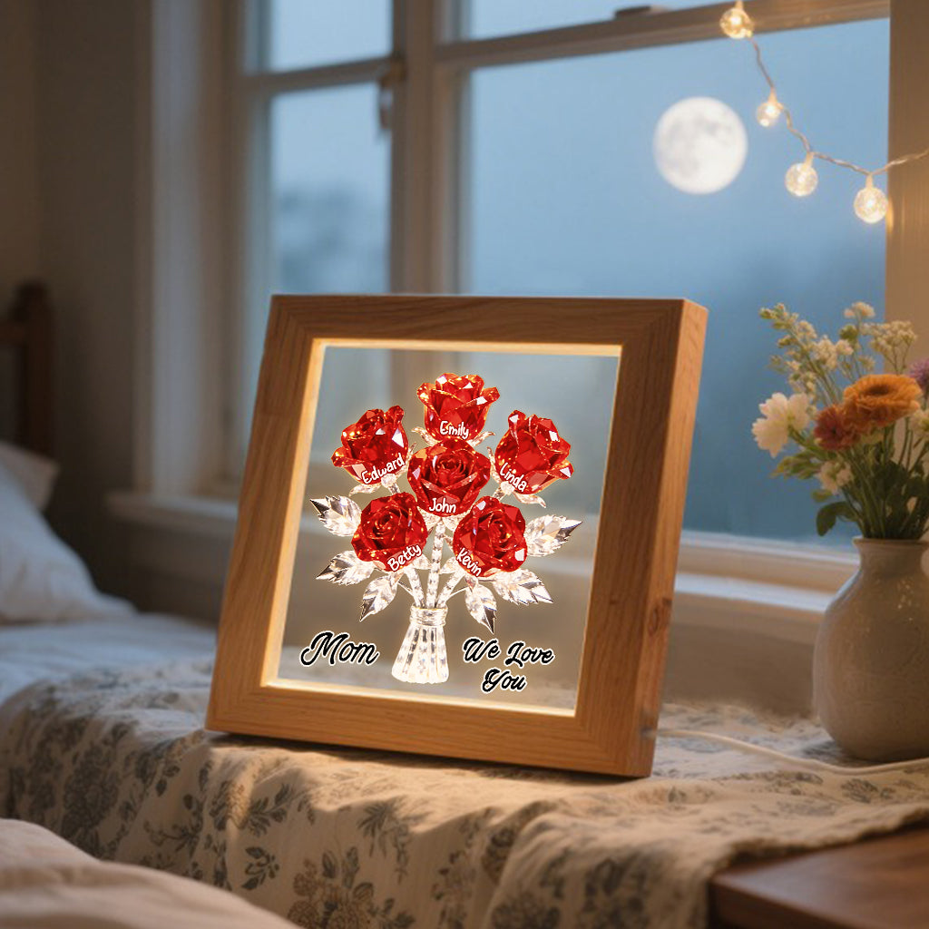 Muttertagsgeschenk für Mama und Oma – Personalisierter LED-Lichterrahmen aus Holz für Mama
