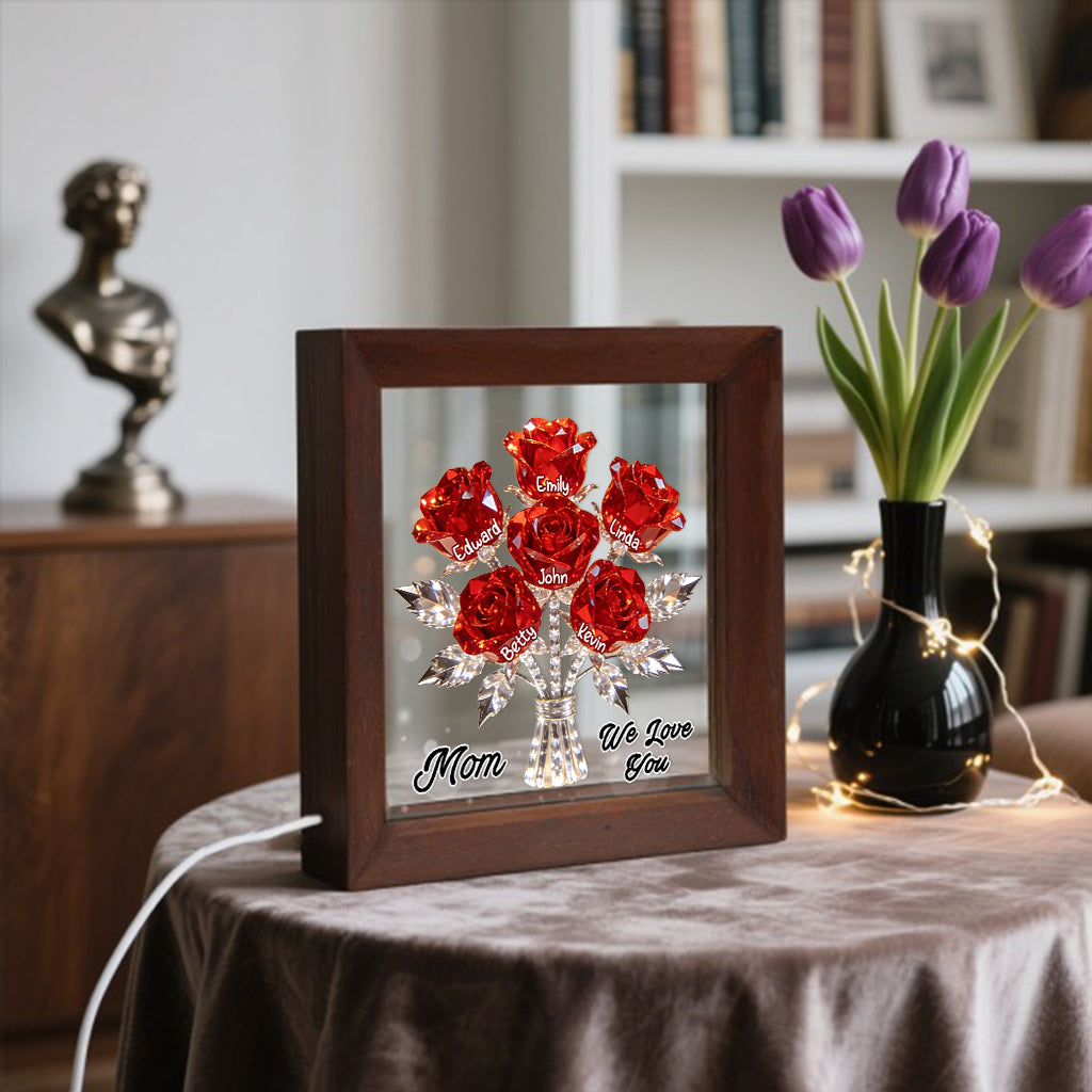 Muttertagsgeschenk für Mama und Oma – Personalisierter LED-Lichterrahmen aus Holz für Mama