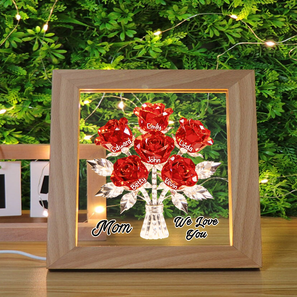 Muttertagsgeschenk für Mama und Oma – Personalisierter LED-Lichterrahmen aus Holz für Mama