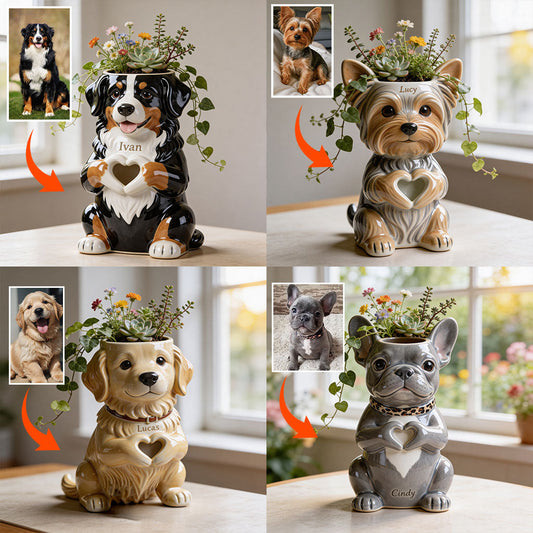 Personalisierbarer Acryl-Topf mit Foto – Ich liebe mein Haustier – Personalisierter Hunde-Übertopf