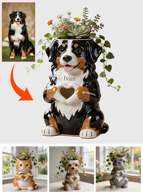 Custom Any Photo - Love My Pet - Personalized Dog Acrylic Pot