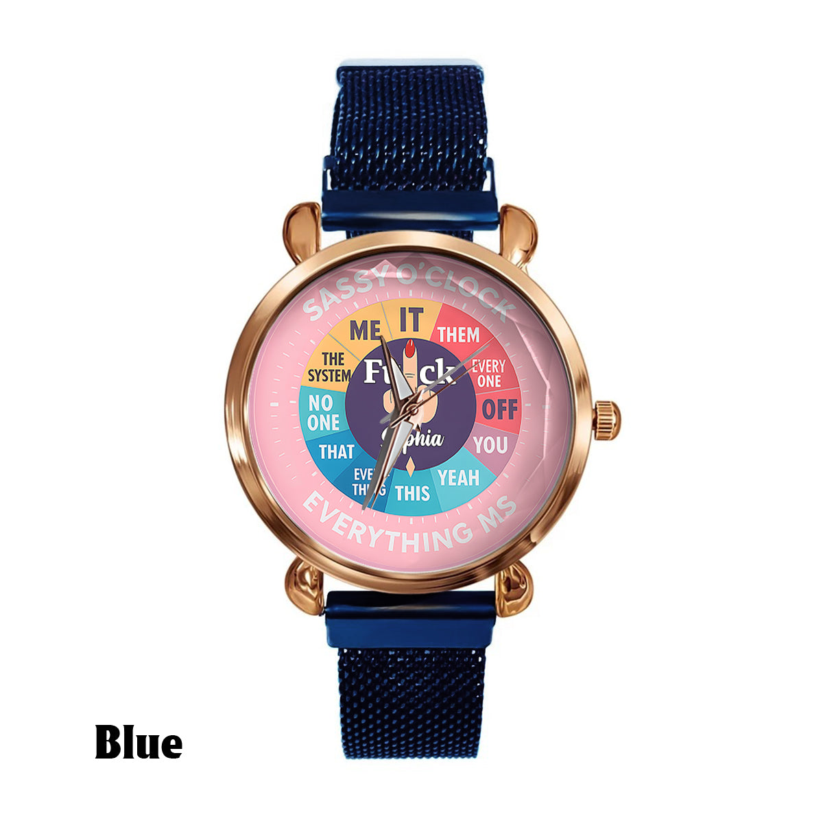 Montre « F*ck O'Clock », cadeau humoristique pour elle ou ses amies - Montre-bracelet sarcastique personnalisée pour femme 