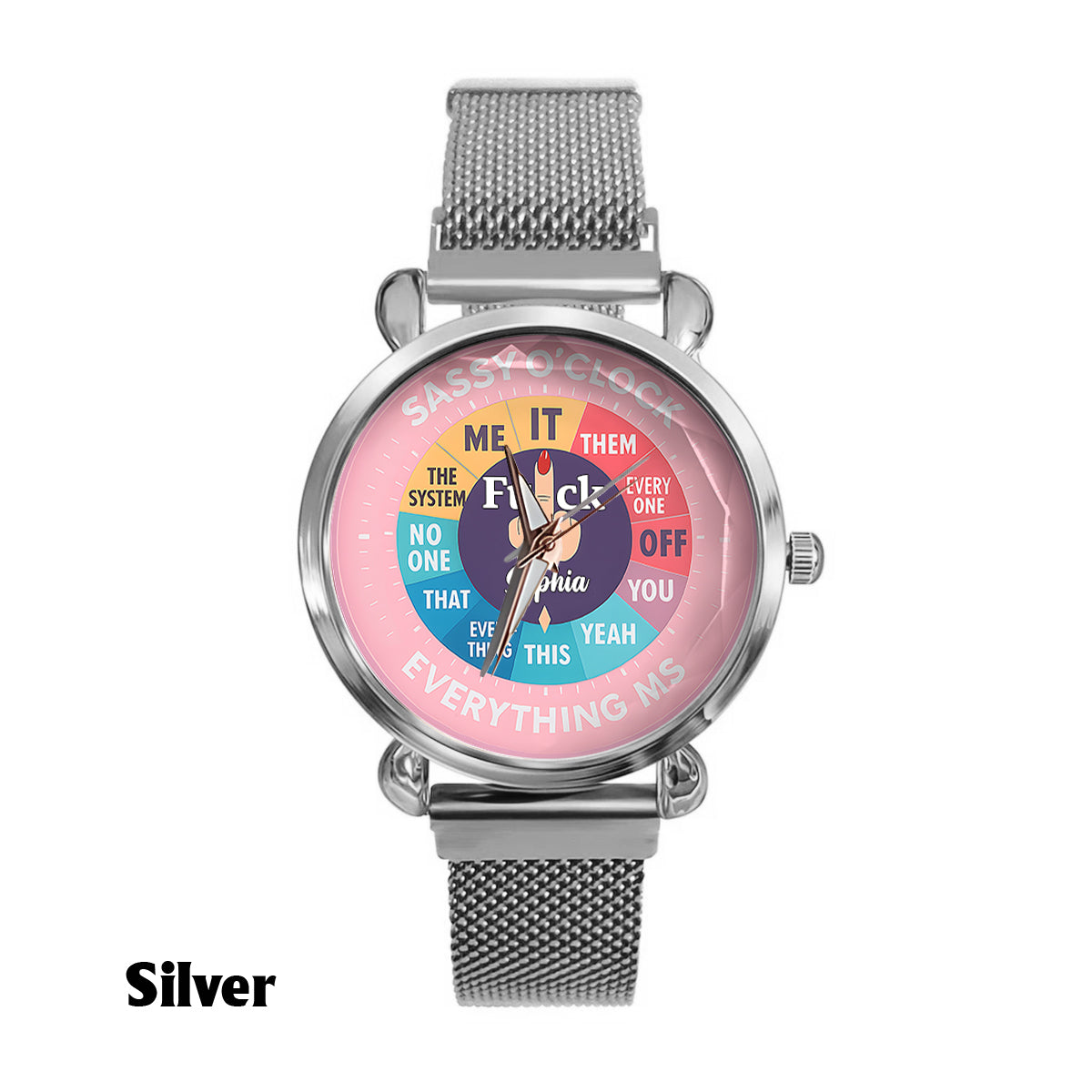 Montre « F*ck O'Clock », cadeau humoristique pour elle ou ses amies - Montre-bracelet sarcastique personnalisée pour femme 