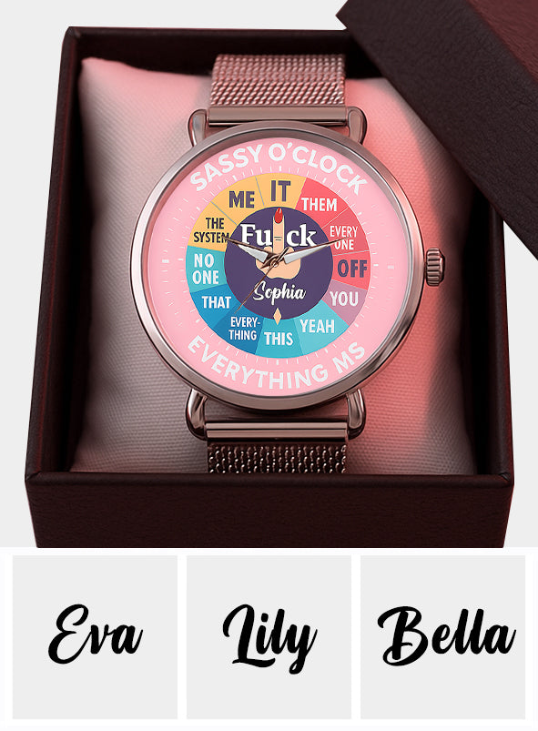 Montre « F*ck O'Clock », cadeau humoristique pour elle ou ses amies - Montre-bracelet sarcastique personnalisée pour femme 