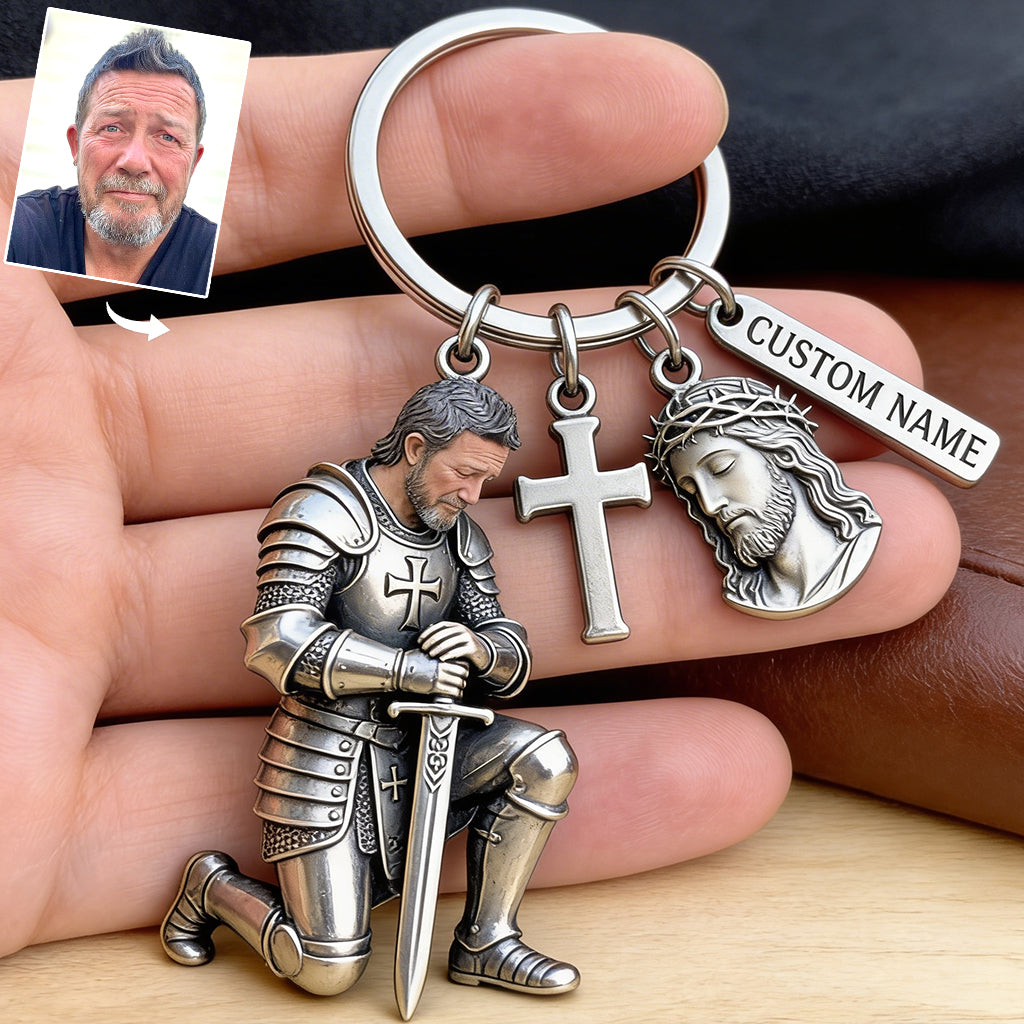 Knight Of God - Personalized Christian Keychain With Charms