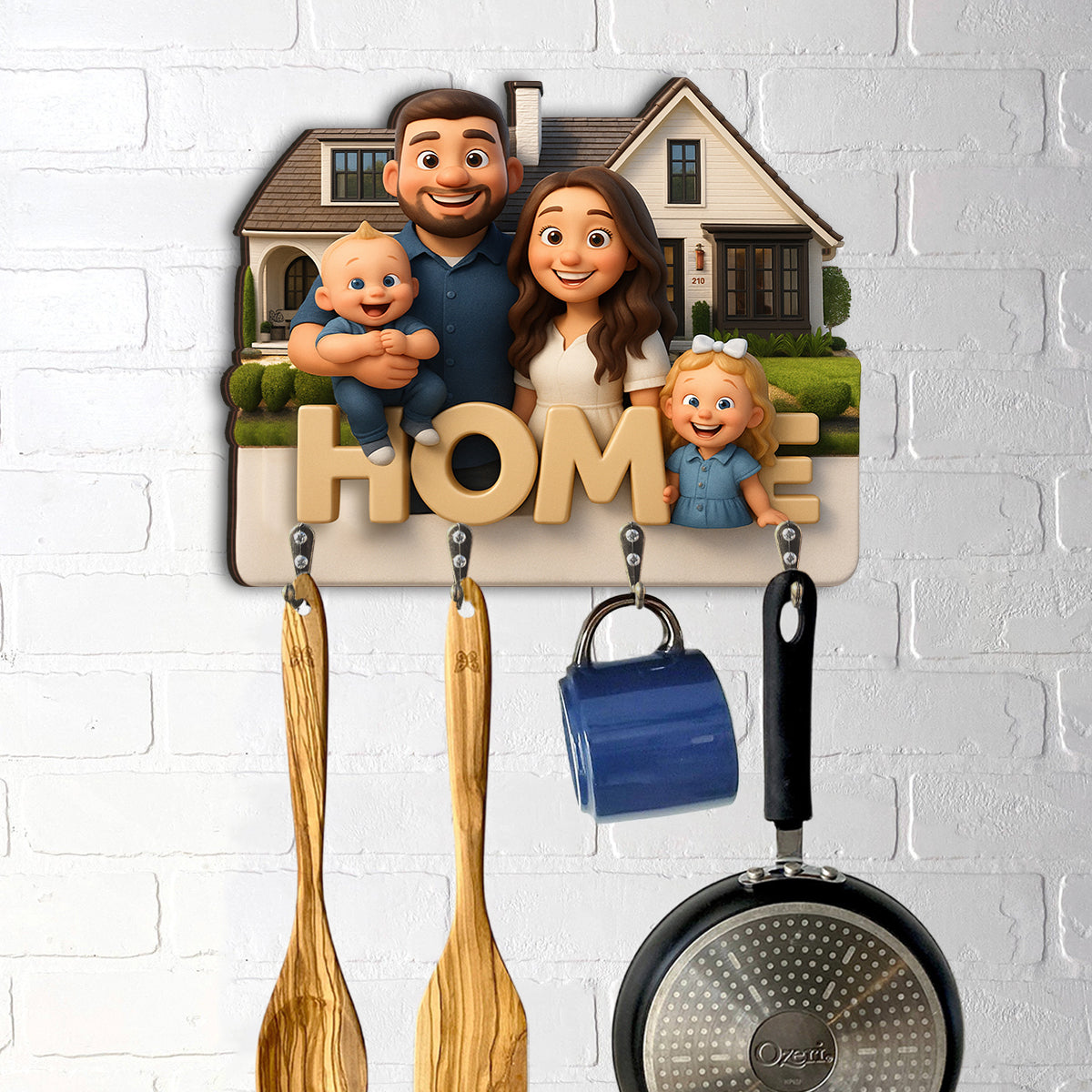 Home Is Where The Heart Is - Personalized Family Custom Shaped Hanging Rack