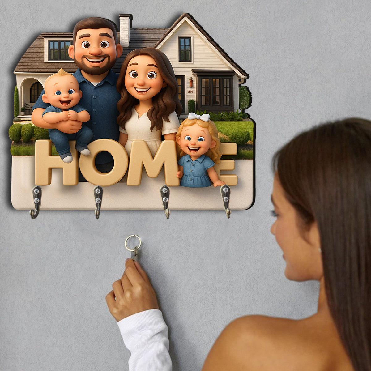 Home Is Where The Heart Is - Personalized Family Custom Shaped Hanging Rack