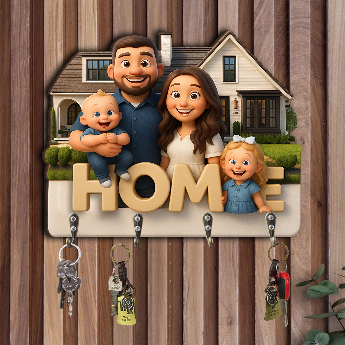 Home Is Where The Heart Is - Personalized Family Custom Shaped Hanging Rack