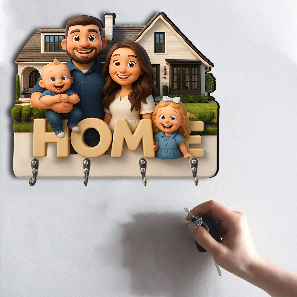 Home Is Where The Heart Is - Personalized Family Custom Shaped Hanging Rack