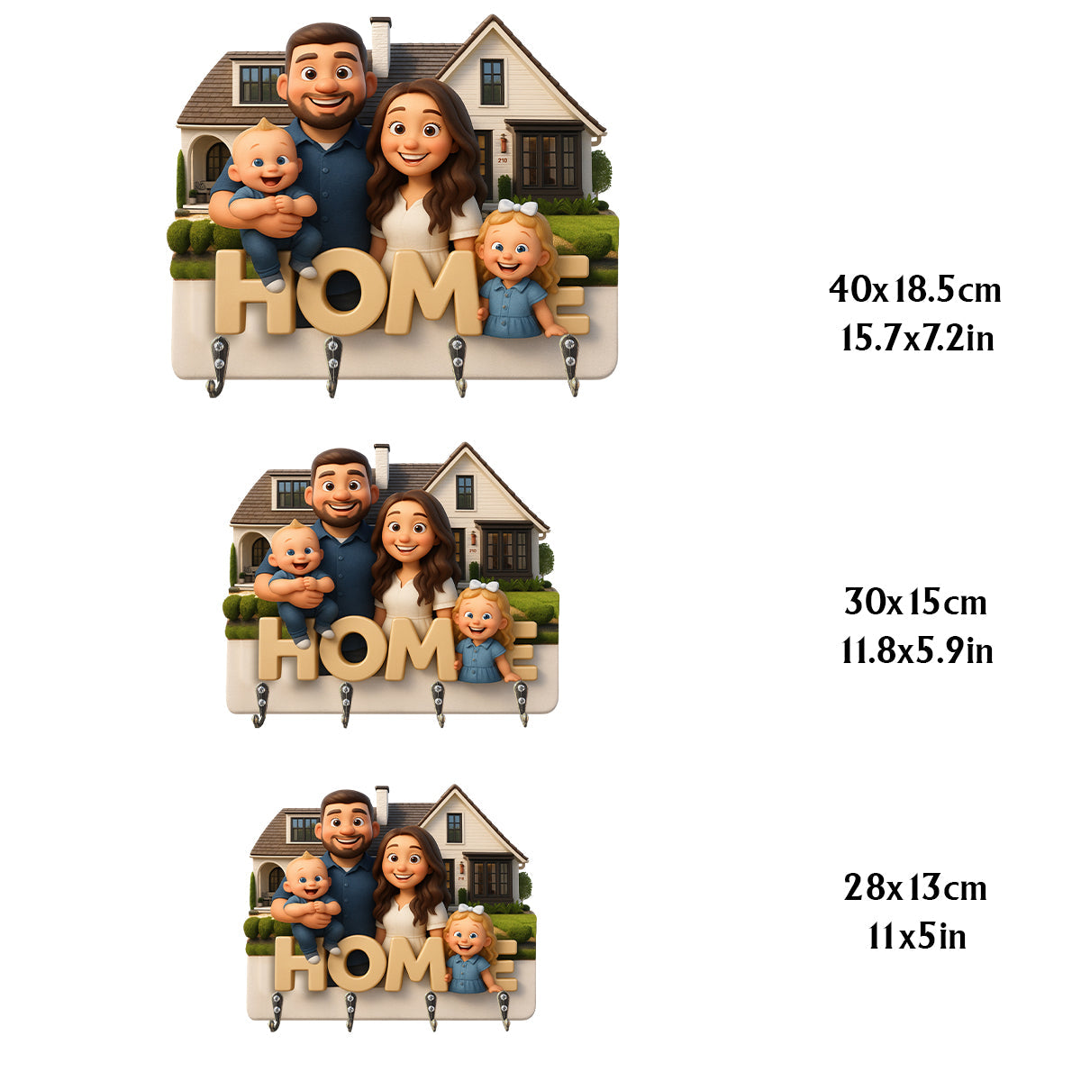 Home Is Where The Heart Is - Personalized Family Custom Shaped Hanging Rack