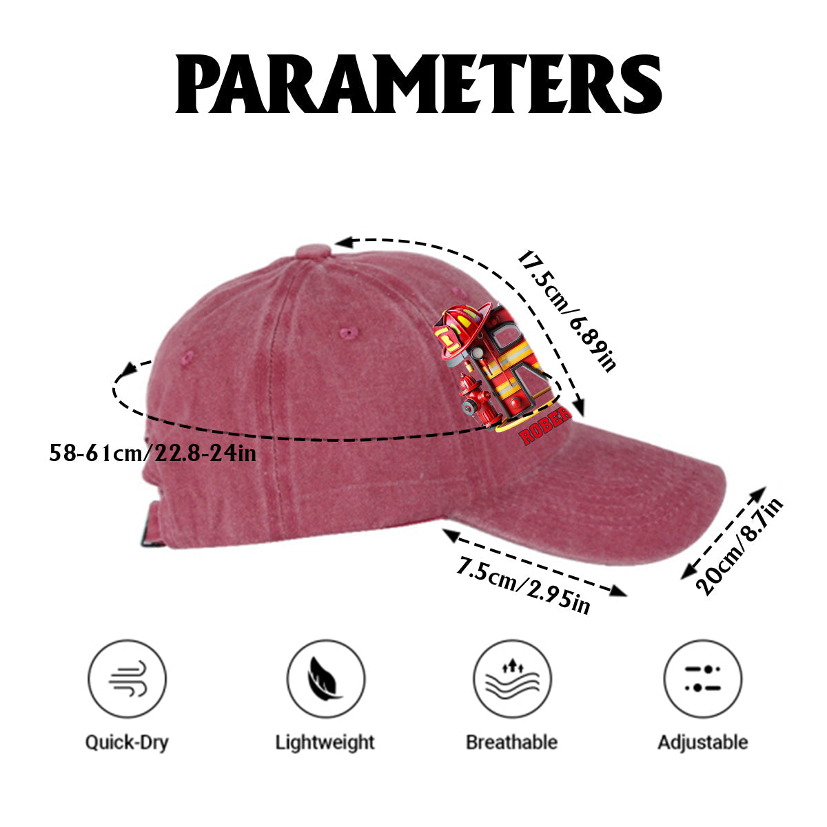 Alphabet Firefighter - Personalized Firefighter Washed Denim Cap