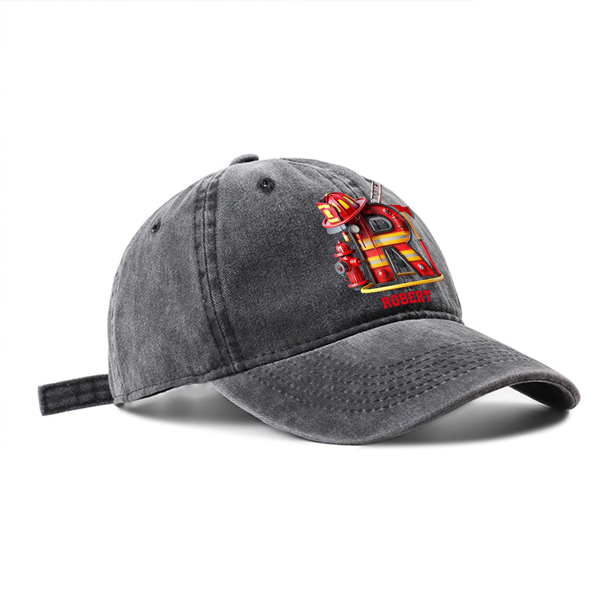 Alphabet Firefighter - Personalized Firefighter Washed Denim Cap